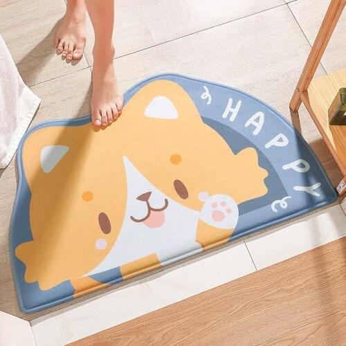 Cartoon Bathroom Absorbent Foot Mat Micro-elastic Flannel Bath Mats Fast Absorbent Bathroom Rug Home Entrance Decorative Doormat