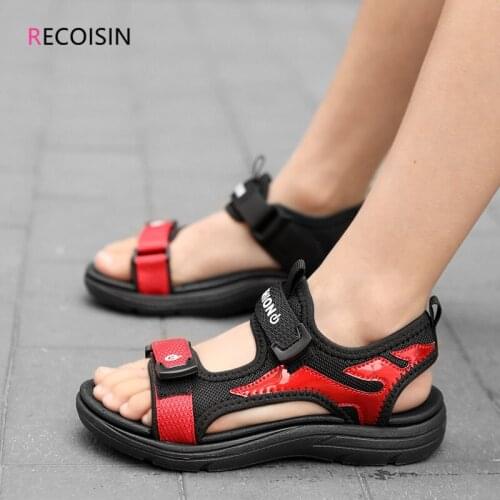 RECOISIN New 2021 Summer Sandals Kids Fashion Sandalias Childrens Shoes Non-slip Soft Bottom Leather Boys Sandals for Children
