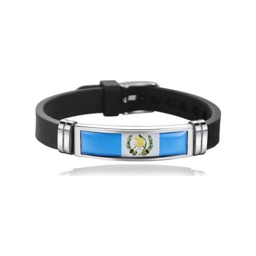New Guatemala Flag Bangles Sporty Style Stainless Steel Silicone Guatemala Country Flag Bracelets Jewellery