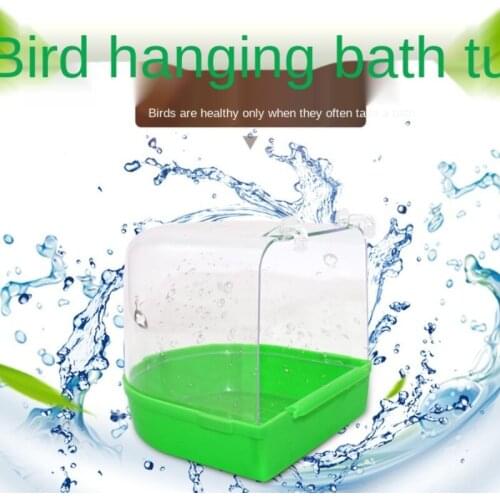Bird Bath Bathtub Bath Box Bird Cleaning Tool Cage Accessories Parrot Bath Transparent Plastic Hanging Tub Shower Hanging Decor