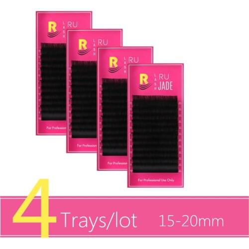 4 Trays/lot Matte Black Individual Eyelashes 16 17 18 19 20mm Long Length Silk Classic Eyelash Lashes Extension For Professional