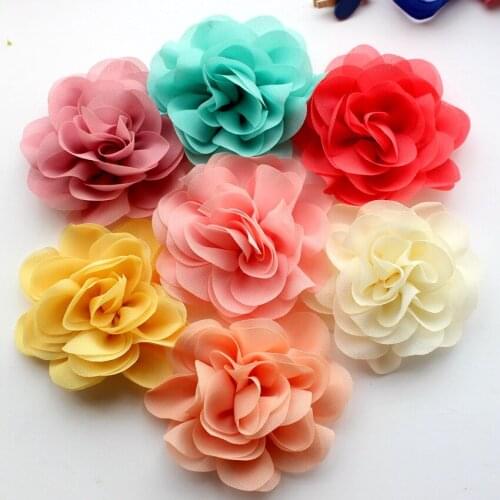 20Pcs/lot 3.2" Baby Girl Chiffon Flowers,DIY Children Boutique Hair Accesories Fit Hair clips Headbands