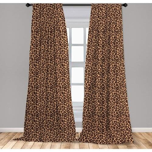 Leopard Print Curtains Orange Color Leopard TextureExotic Fauna Window Treatments for Living Room Bedroom Decor
