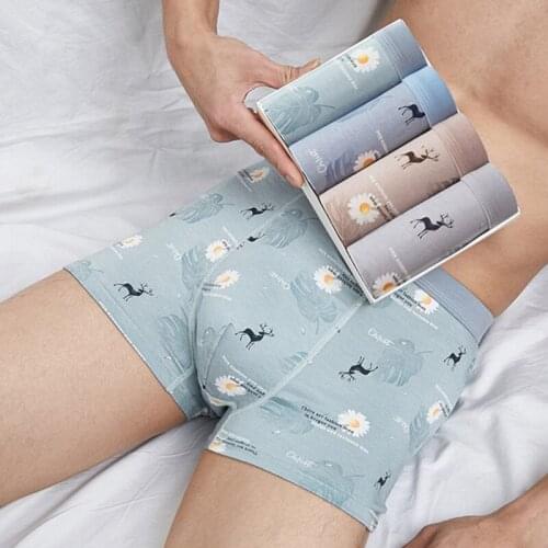 4pcs/lot New Fashion Print Boxers Shorts Underpants Mens Boxers Shorts Sexy Breathable Underwear Comfortable Modal Boxer