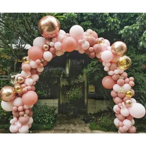 96pcs Morandi Peach Balloon Garland Arch Kit Chrome Rose Gold Ballon for Baby Shower Wedding Birthday Party Decor New Year2021