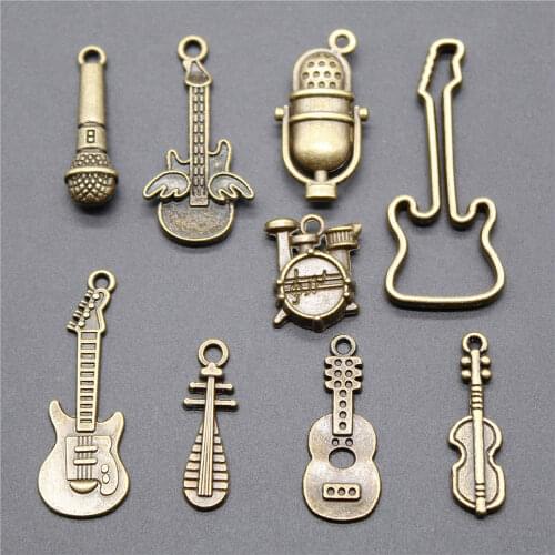 High Quality 5pcs Musical Instrument Guitar Charms For Bracelet Necklace Jewelry Diy Craft Accessory