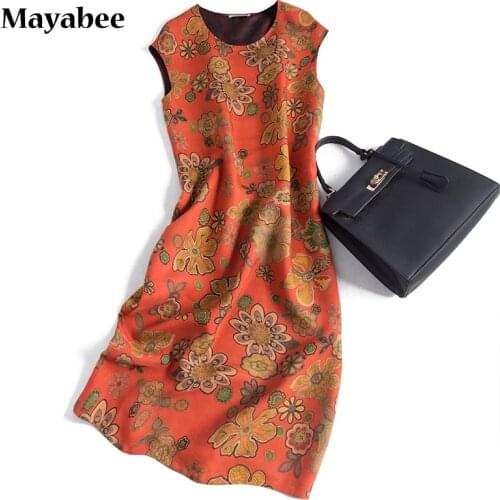 Silk Fragrant Cloud Yarn Dress 2021 Spring And Summer New Mid-Length Printed Satin 100% Mulberry Silk Skirt Ladies Dress
