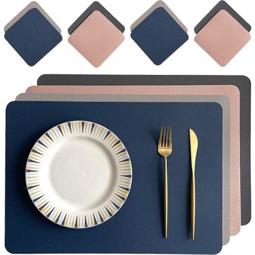 1pc Leather Coaster Placemat for Dining Table Heat insulation Mat Waterproof Rectangle Table Pad Bowl Placemat Kitchen Accessory