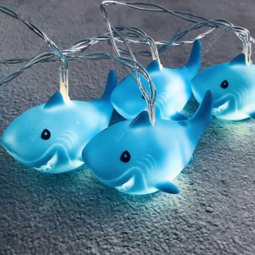 1pcs Cartoon Shark Leds String Light 10Led Night Light Kids Room Foyer Window Decoration Baby Shower Christmas Birthday Decor