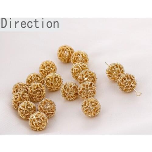 14K gold color-preserving hollow flower ball separated loose beads straight hole diy beaded jewelry bracelet accessory material