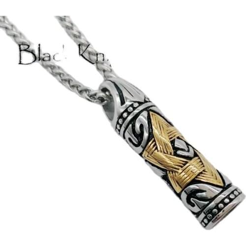 Black Knight 2tone stainless steel Jewish Hexagram cylinder pendant necklace Israel Star of David necklace religious BLKN0610
