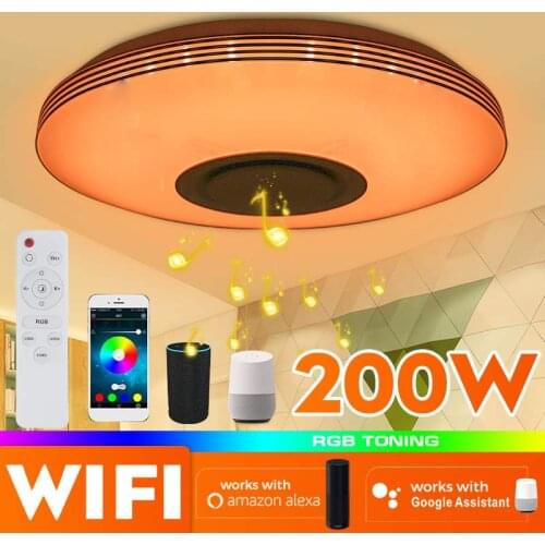 200W Wifi Ceiling Light bluetooth Speaker Music Dimmable Color Change APP Control IR Control With Wall Switch APP Remote Control