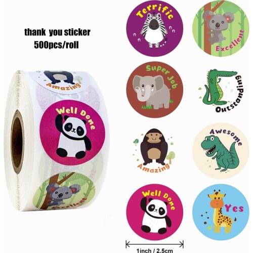 2020 New Custom Writing Paper Thankyou Stickers Flamingo Printing Thank you Sticker for Gift Bag Box