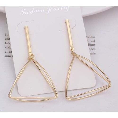 2020 New Blue Red Gold Triangle Square Drop Earrings Jewelry For Women Long Wedding Geometric Dangle Big Statement Earrings