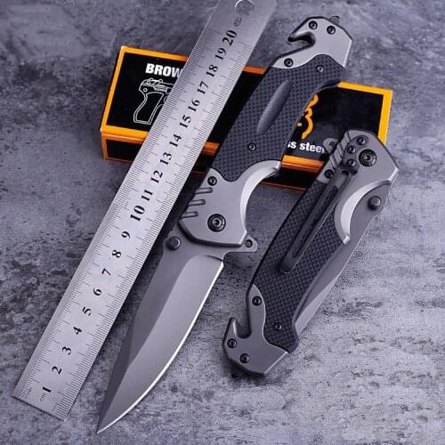 230mm(9'') Gray Folding Knife 7CR17Mov G10 Blade Tactical Camping Survival Combat Pocket Knives EDC Hunting Outdoor Tools