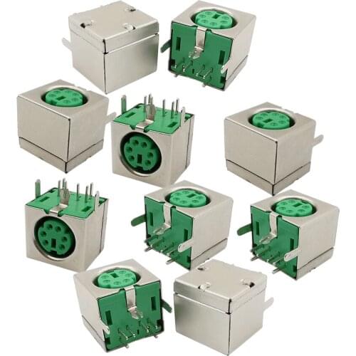 30Pcs/Lot PS2 6P Female Plug/Jack/Socket Connector PS-2 PS2 Green 6 Pin Mini Din Socket for PC Computer Mouse Keyboard pcb