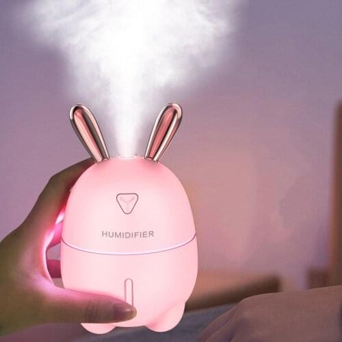 300ML Air Humidifier Cute Rabbit USB Aroma Essential Oil Diffuser Colorful Night Light Car Office Mini Air Purifier Mist Maker