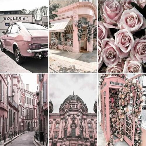 EverShine Full Drill Square Diamond Embroidery Landscape Diamond Painting Street Picture Car Mosaic Cross Stitch Decor For Home