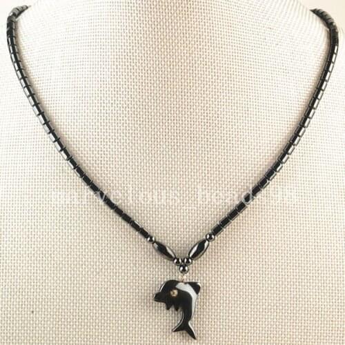 Free shipping Fashion Jewelry Black Non-Magnetic Hematite Round Heart Pendant Necklace 1Pcs G6235