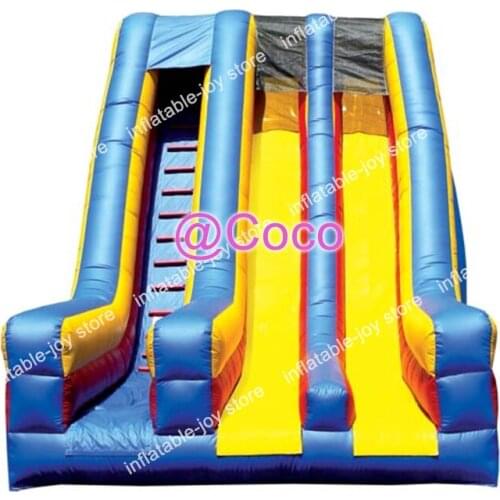 Free ship to sea port,triple way inflatable slides,8*5m commercial water/dry bouncy slides for kids and adults