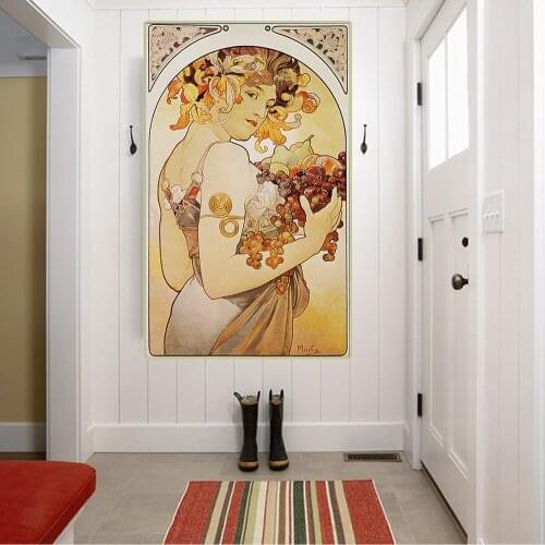 Citon Alphonse Mucha《Fruit》Canvas Art Oil painting Artwork Poster Picture Wall Decor Modern Home Living room Decoration