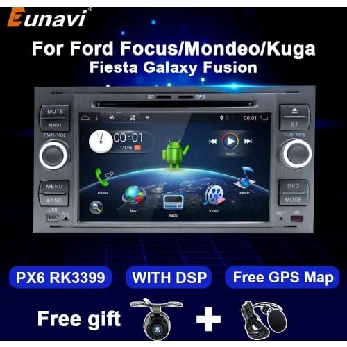 Eunavi PX6 Android 10 Car Radio DVD Multimedia For Ford Mondeo Focus S-max C-MAX Galaxy Fiesta transit Fusion Connect kuga 2 Din