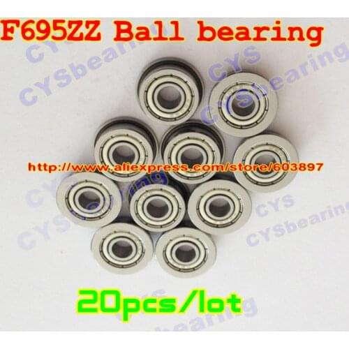 20pcs /lot F695ZZ F695ZZ 5X13X4mm 5*13*4mm F695-2Z flanged radial shaft ball bearing