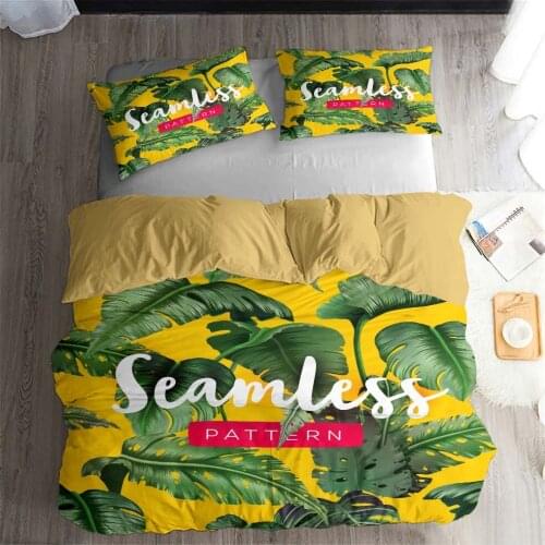 HELENGILI 3D Bedding Set Tropical Plants Print Duvet Cover Set Bedclothes with Pillowcase Bed Set Home Textiles #RDZW-19