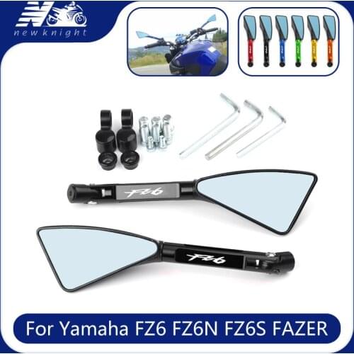Laser Logo 5 Color Universal Motorcycle CNC Aluminum Rear View 8mm 10mm Rearview Side Mirror For Yamaha FZ6 FZ-6 FZ6N FZ6S FAZER
