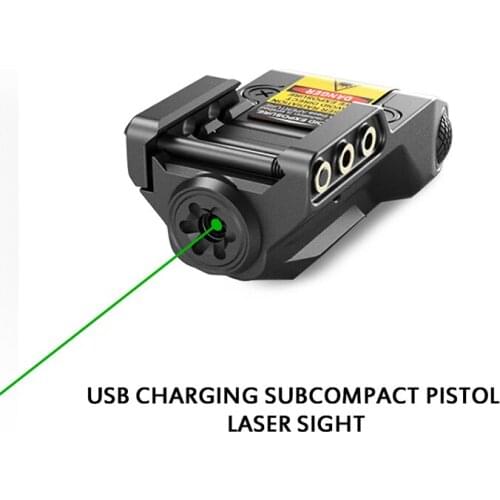 Laserspeed Low Profile Green Laser Sight Built-In Rechargeable Battery Compact Green Laser Fit Airsoft Glock 17 Railed Pistol