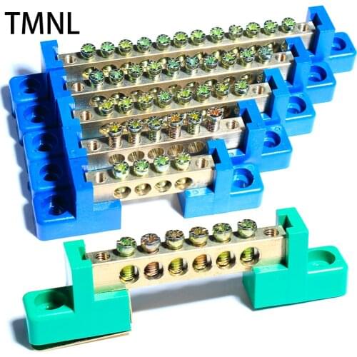 Copper wiring row zero strip flame connection Screw Ground Bridge Electrical Hole Dual Neutral Wire Holder Brass Connector Bar