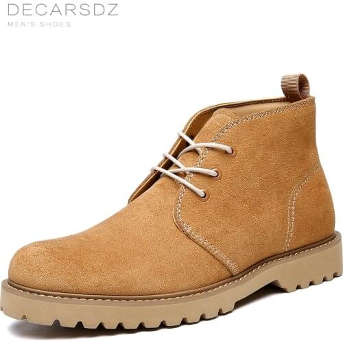 DECARSDZ Men Boots 2021 Autumn Fashion Shoes Men Comfy Lace-Up Man High Quality Leather Man Boots New Design Men Casual Boots