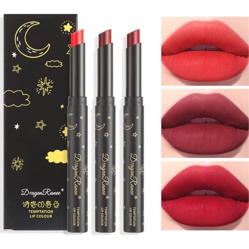 3PCS/Set Matte Lipstick Set Waterproof Long-lasting Lip Cosmetics Permanent Easy To Color Cream Lips Stain Makeup Set