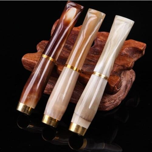 1 Pcs Natural horns Filter Smoke Pipes Cigarette Pipes Tobacco Pipe Standard Nostalgic Smoking Pipe Mouthpiece Cigarette Holder