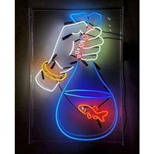 Neon Sign hand holding a wish lucky water Beer bar club Lamps resterant light Hotel store DISPLAY BUSINESS Impact Attract light