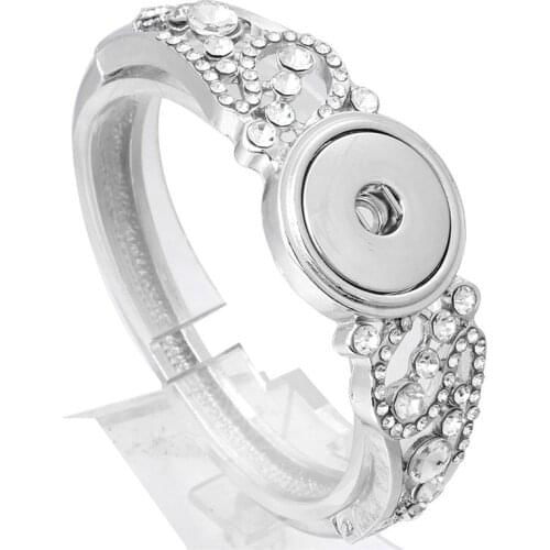 New Snap Bracelet DIY Charms Crystal Bracelets Bangles With Flower Fit 18mm Snap Buttons For Women Jewelry ZE373