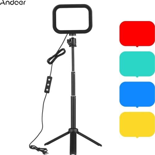 Andoer PH-04 Compact LED Video Light Kit Including for Live Streaming Online Teaching Video Conference Lighting Photography