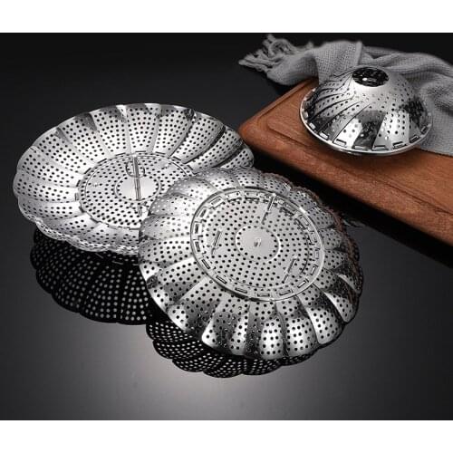 Steaming rack telescopic steamer fruit washing vegetables asphalt basket lotus folding tray steamer cooker steamer