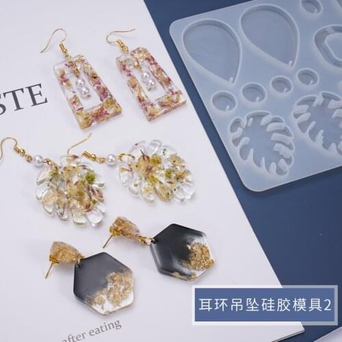 Diy Crystal Dropping Mould Earrings Pendant Jewelry Earrings Multi-style Whole Plate Mirror Silicone Molds resin molds