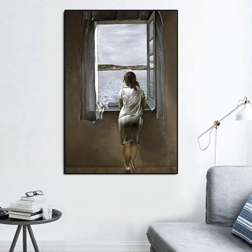 Salvador Dali Canvas Famous painting Figure at a Window Art Print Painting Posters Wall Pictures For Living Room Home Decoration