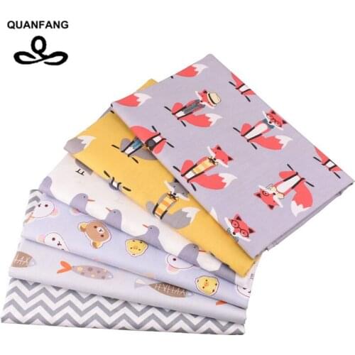 QUANFANG Fox ,Cartoon Printed Twill Cotton Fabric,DIY Quilting Sewing For Baby&Children Sheet,Pillow,Cushion,Toys Half meter