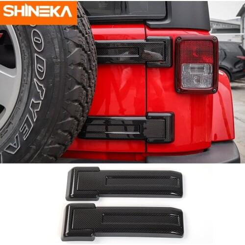 SHINEKA Decorative Trim Carbon Fiber Style Tailgate Spare Tire Hinge Cover Trim Tail Door Hinge For Jeep Wrangler JK 2007-2017