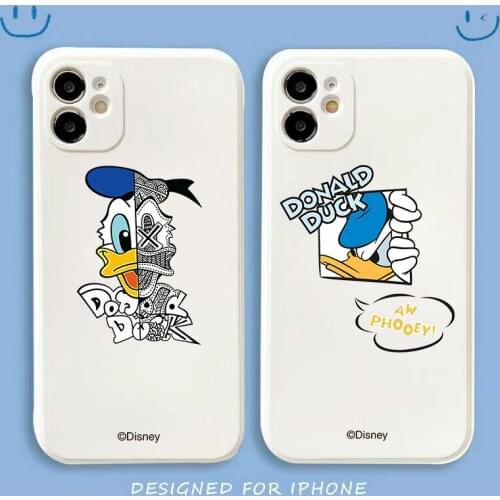 Disney 2021 Donald Duck Graffiti Fine Hole Silicone Phone Case for iPhone 12 11 Pro Max 7 8 Plus X XR XS Phone Case