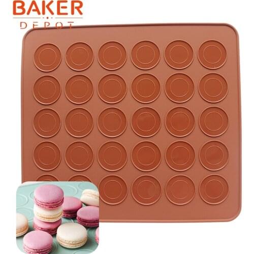 BAKER DEPOT silicone macaron mat 29*26cm round cake baking pad silicone biscuit pastry oven mat cake oven bakeware pads 30 holes