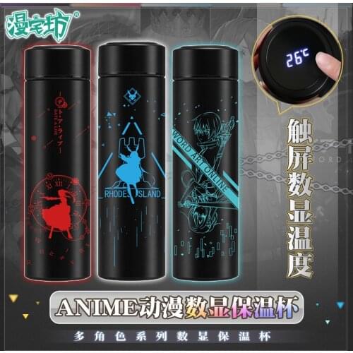 Game Arknights W Exusiai SilverAsh Amiya Thermos Cup Temperature Display Student Water Cup Vaccum Cup Water Bottle Xmas Gift