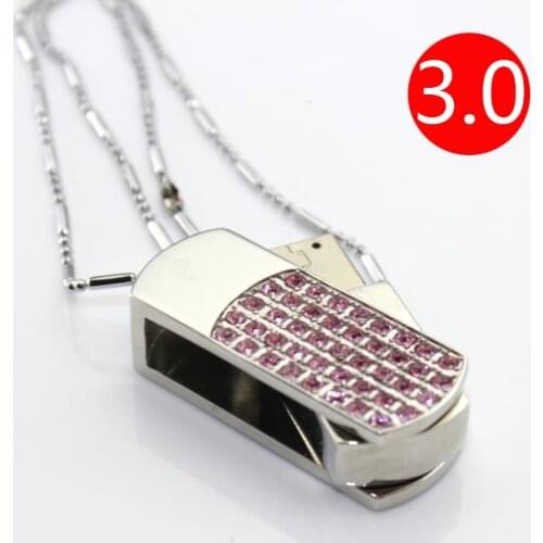 Hot Selling Diamond Jewelry Fashion Gift Pink USB Flash Drive 3.0 64GB 128GB Pendrives 1TB 2TB Pen Drive 32GB 16GB 8GB USB Stick