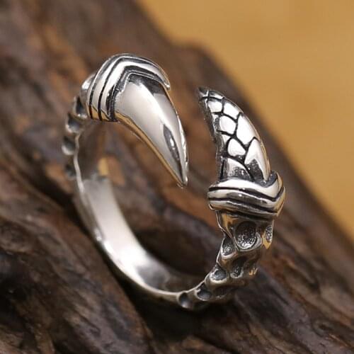 Vintage 925 Silver Dragon Paw Ring Real Sterling Silver Adjustable Ring Thai Silver Unisex Ring