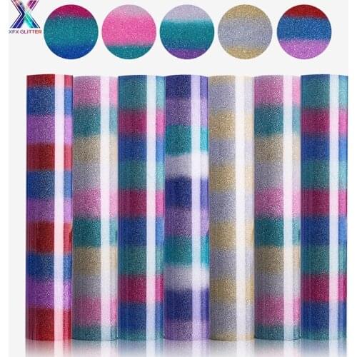 XFX HTV Free Shipping 25x30.5cm Vinyl Rainbow Glitter Heat Transfer Vinyl HTV Iron-on Transfer Garment Clothing for DIY T-Shirt