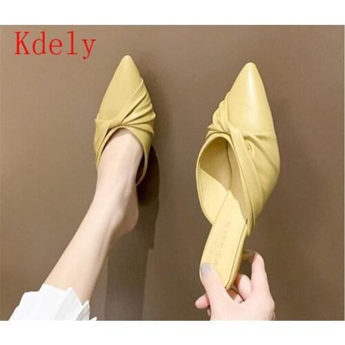 2020 New Women Shoes High Heels Summer Flock Sexy Sandals Woman Colorful Thin Heel Female Pumps Point Toe Strap Large Size