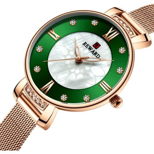 Woman Watch Green Womens Diamond Bracelet Watches Brand Luxury Fashion Ladies Watch Rose Gold Female Clock reloj mujer